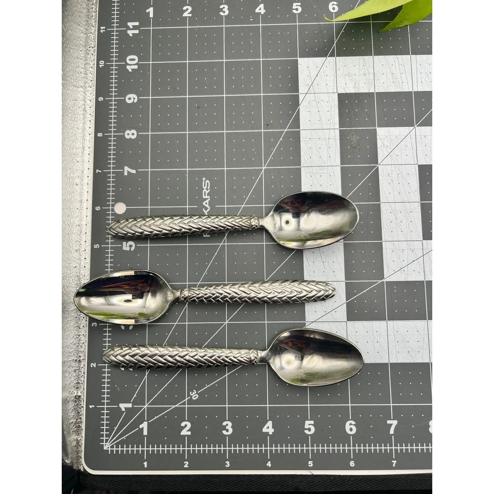 Ralph Lauren Equestrian Braid Teaspoons Silverplate Glossy Set of 3 1991